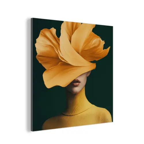 Vrouw - Hoed - Geel aluminium wit klein -3d