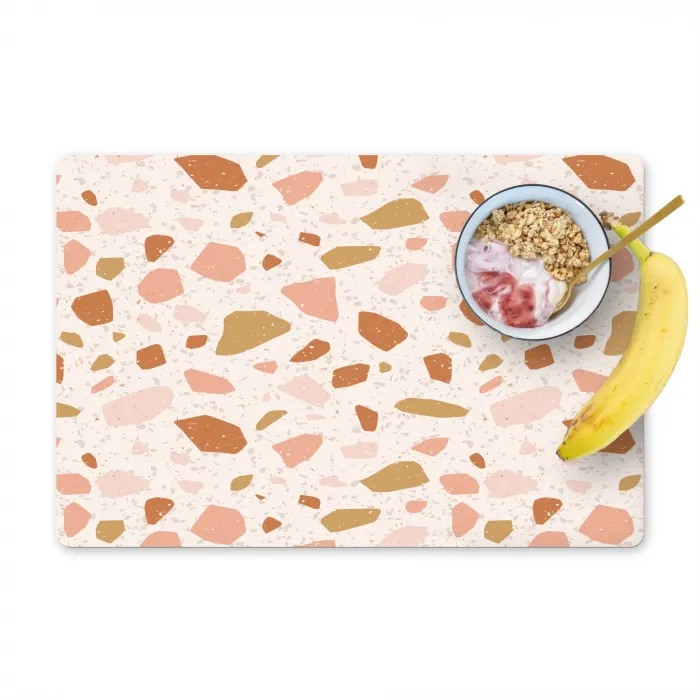 Terrazzo -  Patroon - Kleurrijk - Zalm Placemat vinyl groot 368 -zzzproduct_Kitchenyeah-website