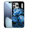 Bloemen - Zwart - Blauw - Modern Telefoonhoesje iPhone 17 Pro Max klein -3d