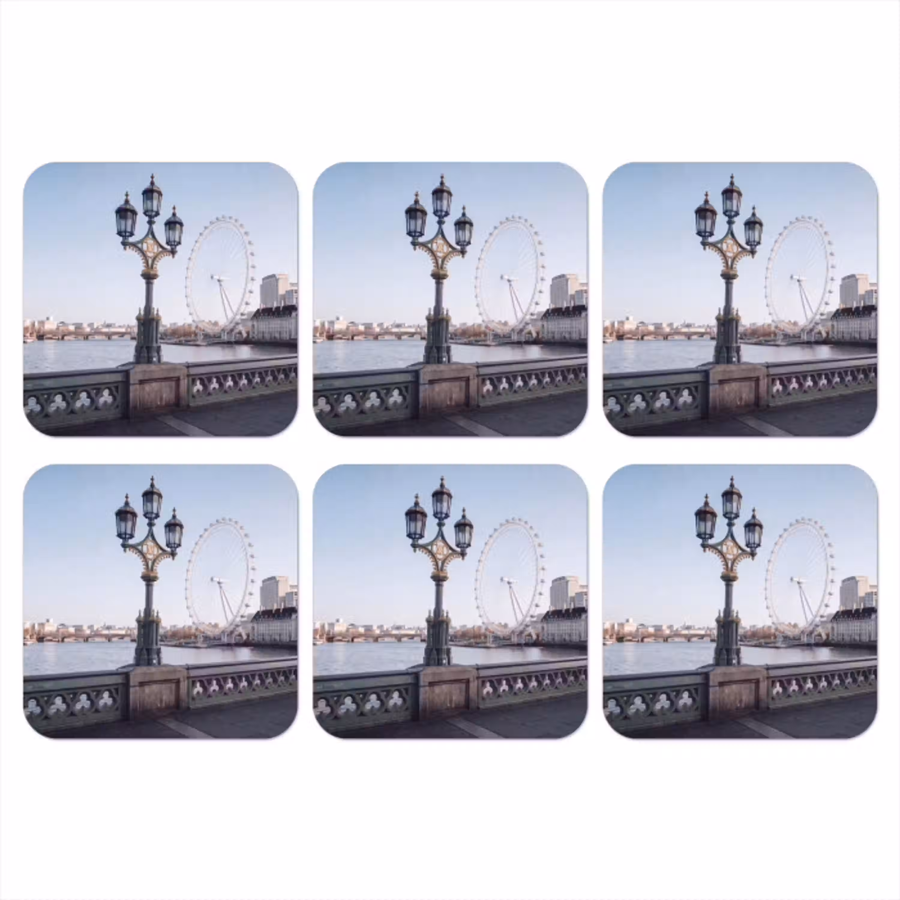 Reuzenrad - Londen - Stad - Architectuur - Brug onderzetter kurk middel -3d