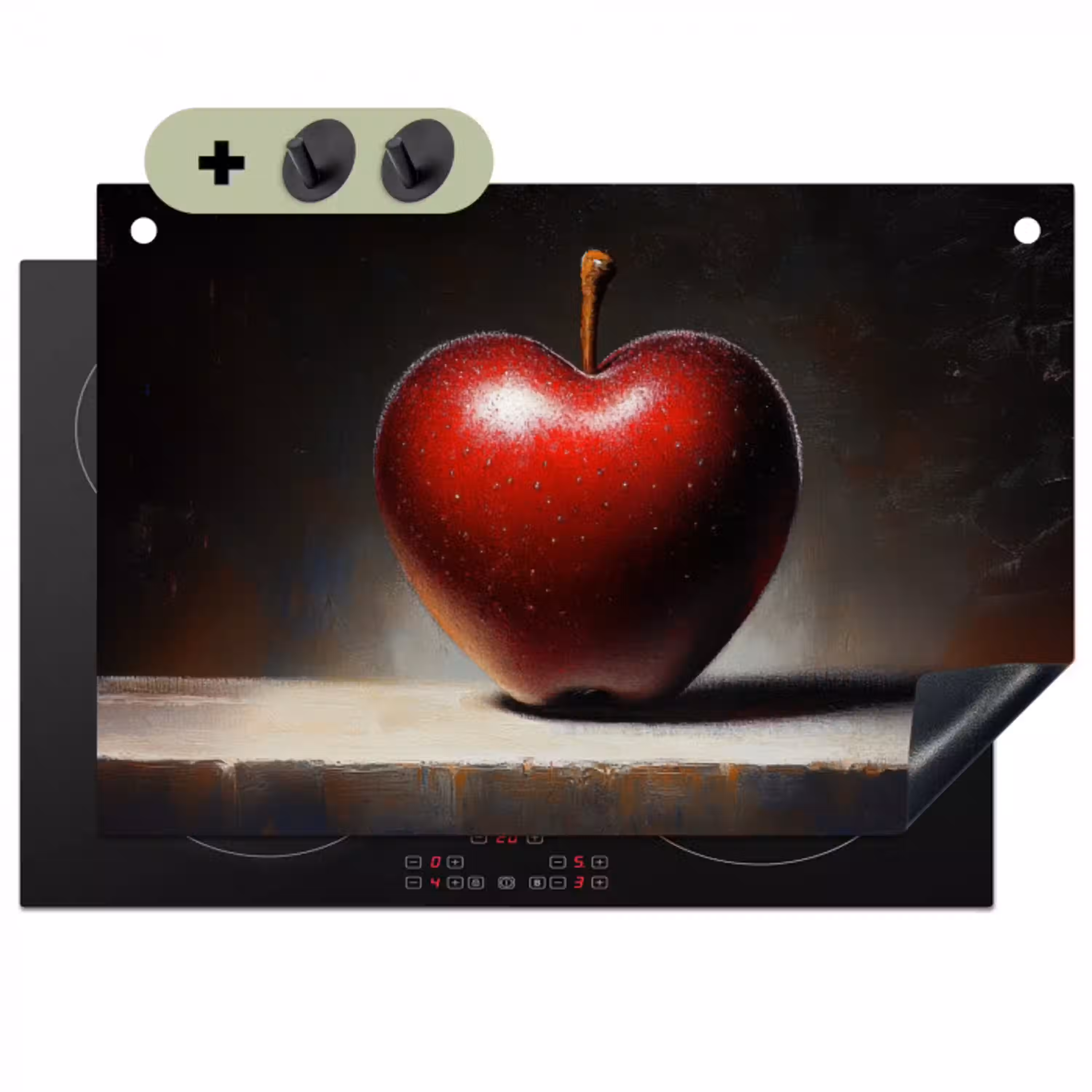 Apple - Hart - Rood Inductie beschemer met haakjes klein -3d