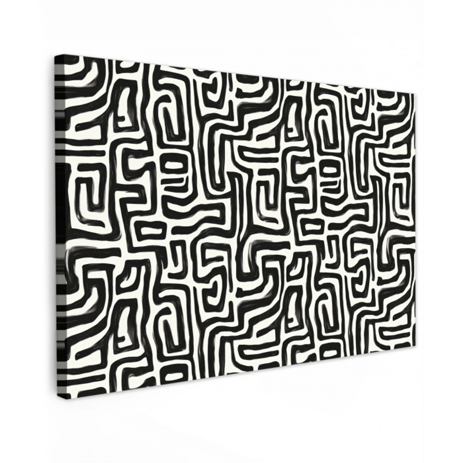 Grafisch - Lijnen - Zwart - Wit canvas 2cm klein 34 -z3d