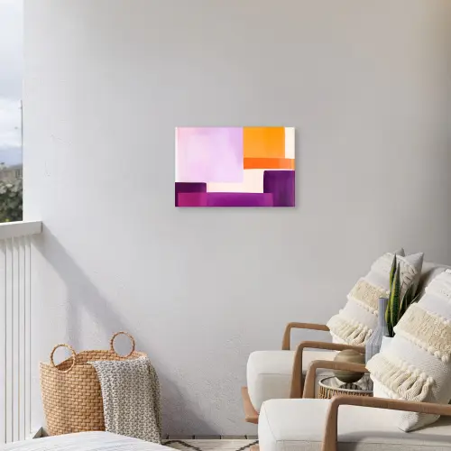 Vlakken - Abstract - Rechthoekig - Oranje Tuinposter op houten frame 2 cm dik klein -sfeer1