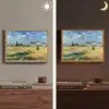 Landschap - Strobalen - Bergen - Wolken Light Box met batterij (Wandlamp) middel -sfeer3