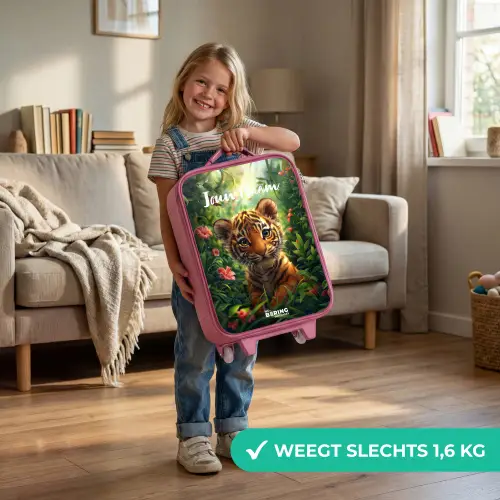Tommy tijger Kinderkoffer - Roze klein -sfeer2_NL