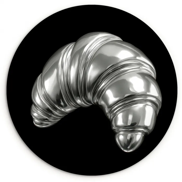 Croissant - Metaal - Zilver Wandcirkel kunststof plaat 5mm dik klein -3d