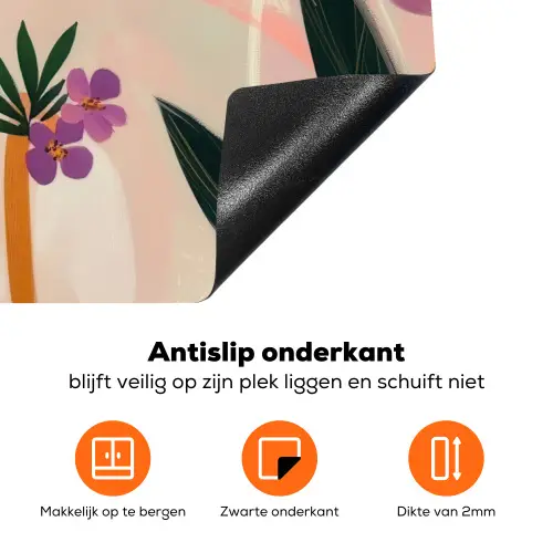 Vrouw - Bloemen - Pastel Inductie beschermer vinyl 3mm klein -zzzzzzz-td-onderkant