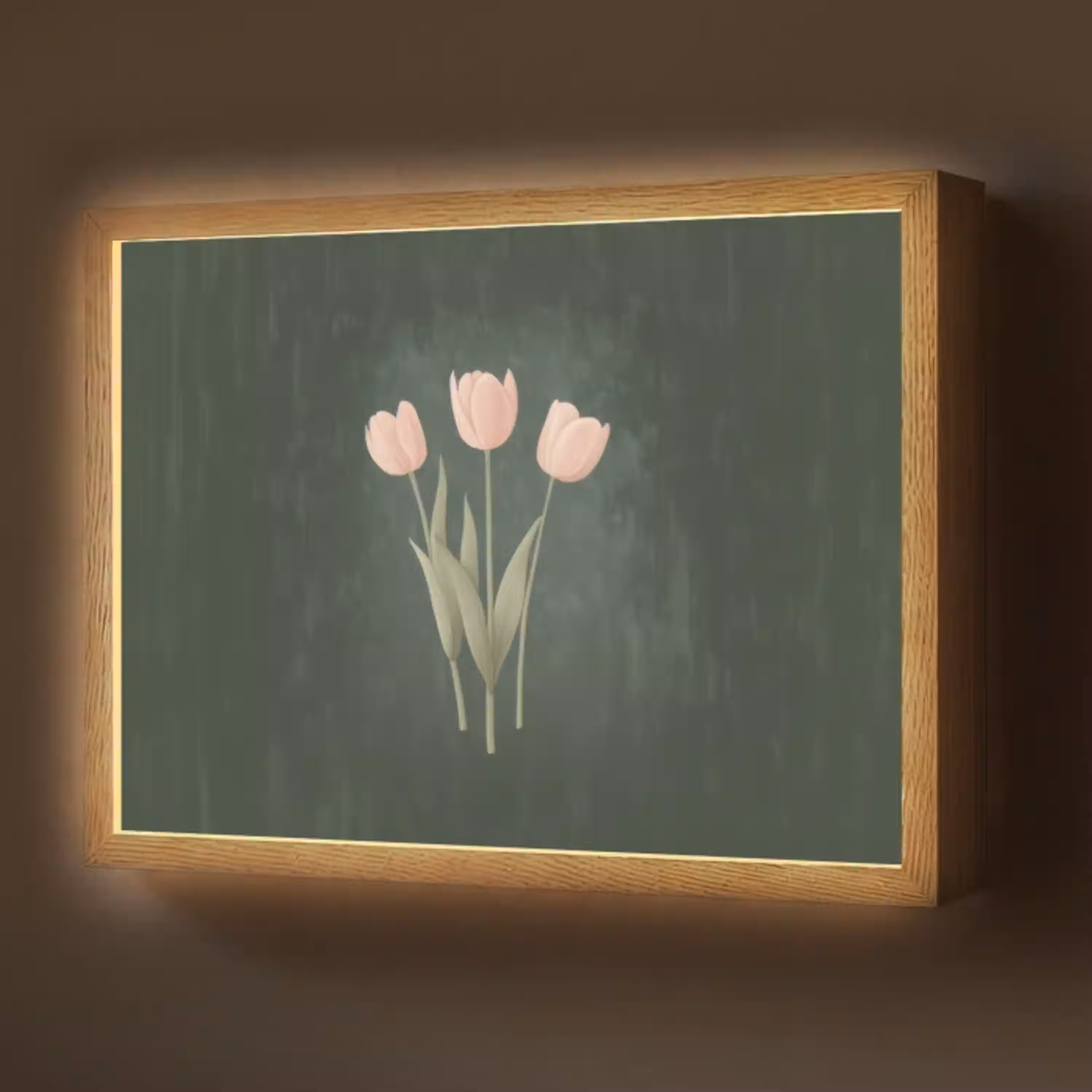 Tulpen - Liefde - Donkergroen Light Box met batterij (Wandlamp) middel -z3d_website