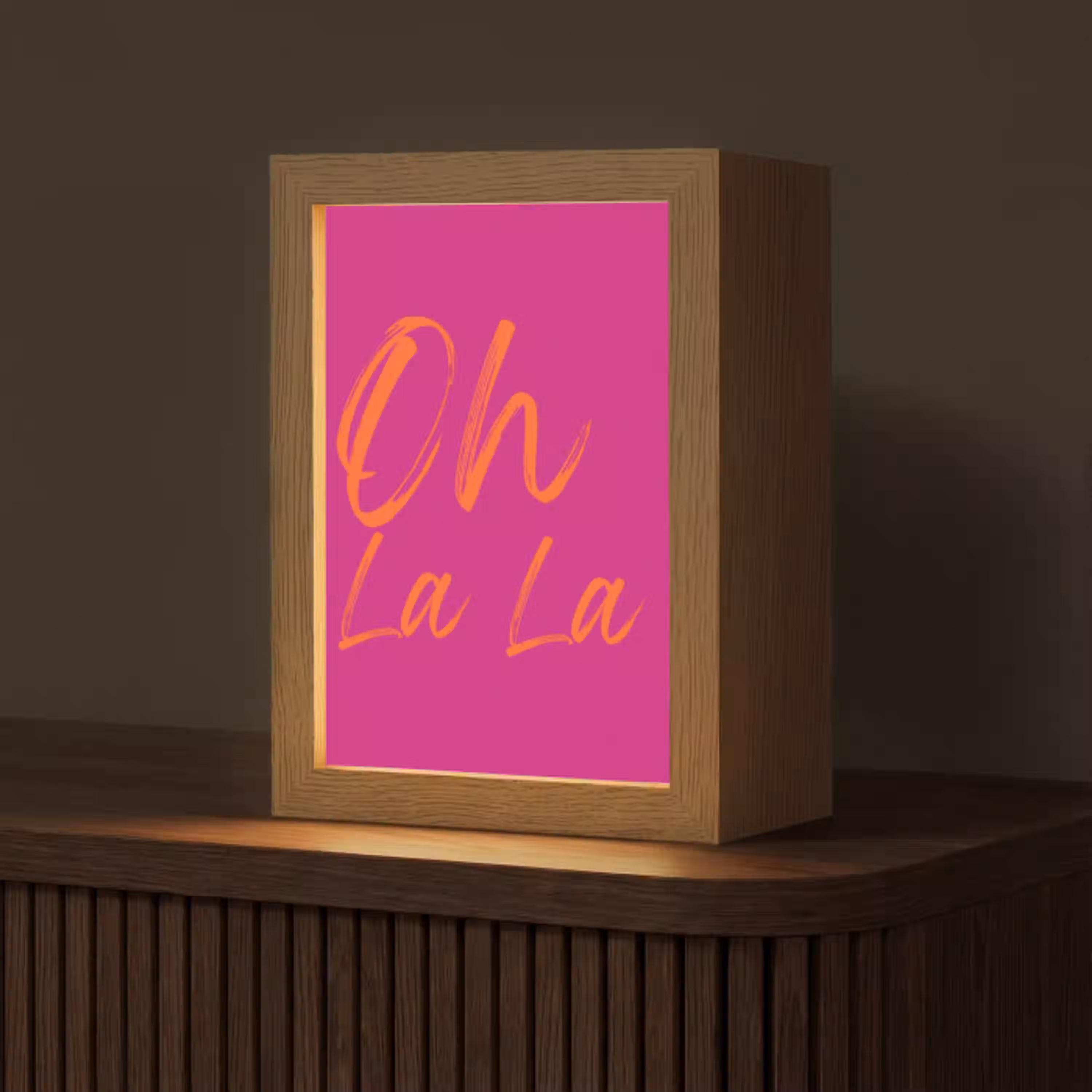 Oh la la - Oranje - Roze Light Box met kabel (Tafellamp) klein -z3d_website