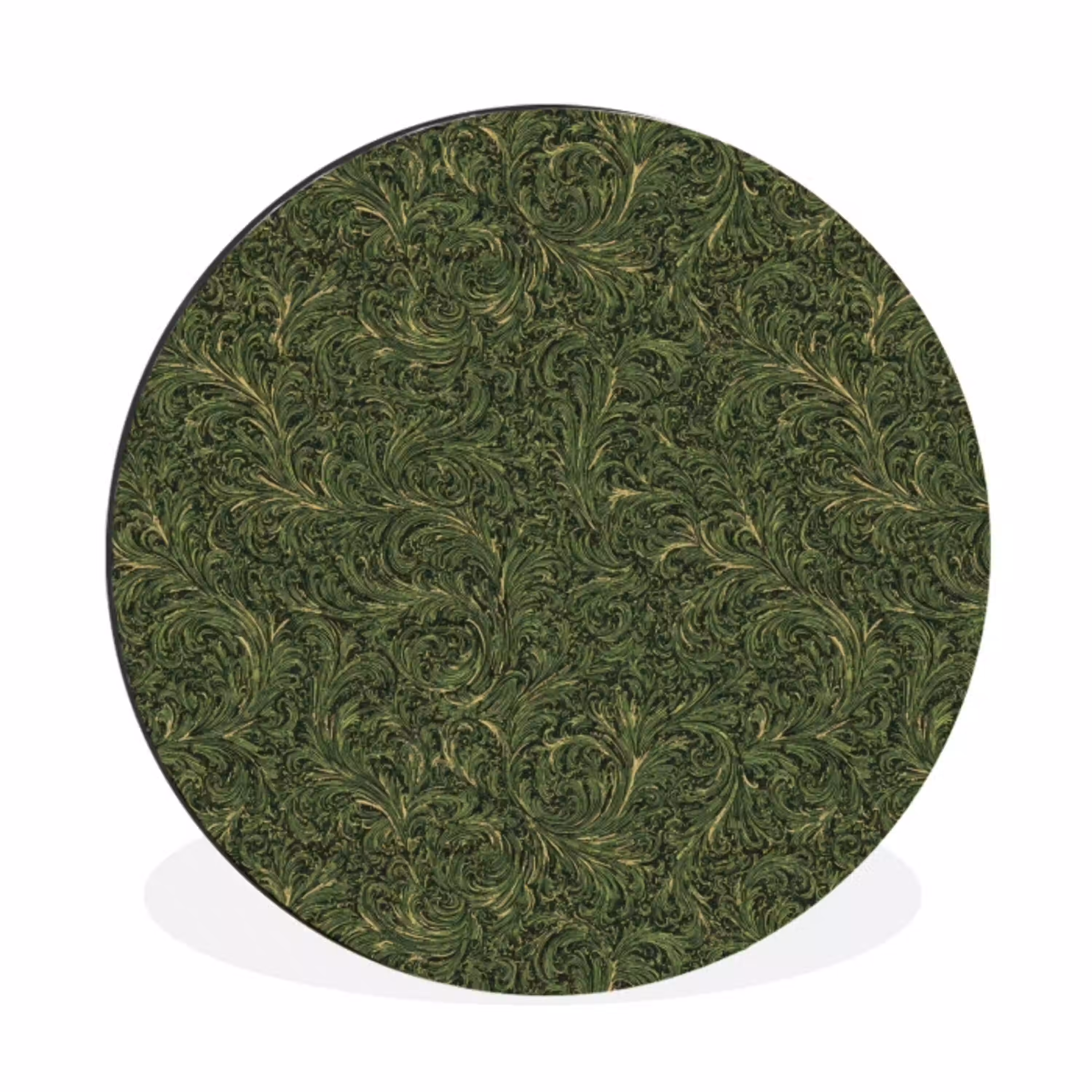 Donker - Groen - Krullend - Botanisch Wandcirkel aluminium klein 190 -3d