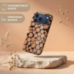 Houtblokken - Textuur - Patroon - Bruin - Rustiek Toughcase MagSafe Apple iPhone 17 Pro Max klein -USP_RandenV_NL