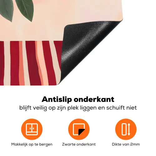 Vaas - Bloemen - Vlinder - Rood Inductie beschermer vinyl 3mm klein -zzzzzzz-td-onderkant