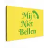 Mij niet bellen - Telefoon - Geel Tuinposter op houten frame 2 cm dik klein -3d