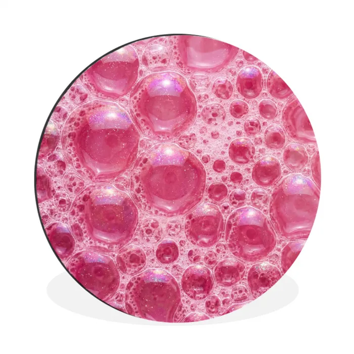 Roze - Schuim - Bubbels Wandcirkel aluminium klein -3d