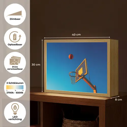 Basketbal -  Lucht - Ring Light Box met batterij (Wandlamp) middel -USP_websiteoverzichtNL