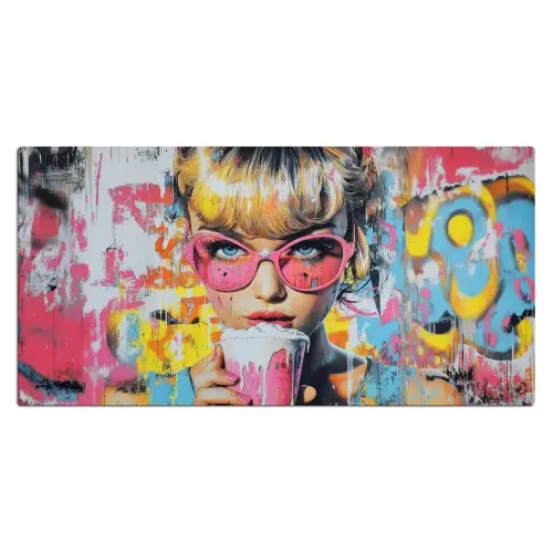 Expressief - Milkshake - Vrouw - Felle kleuren Muismat XXL klein -3d_leeg