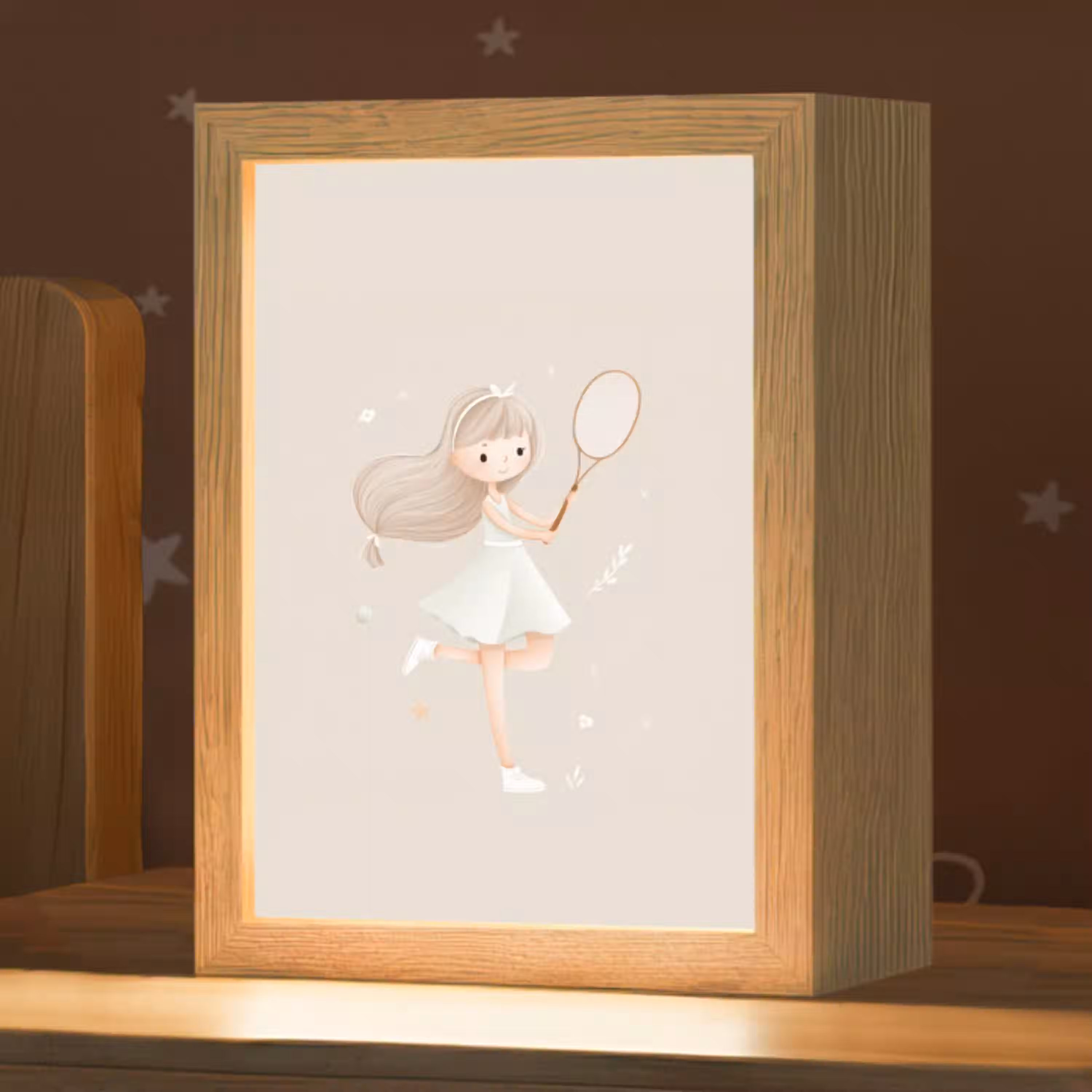 Meisje - Tennis - Beige Light Box met kabel klein -zzz_3d_website