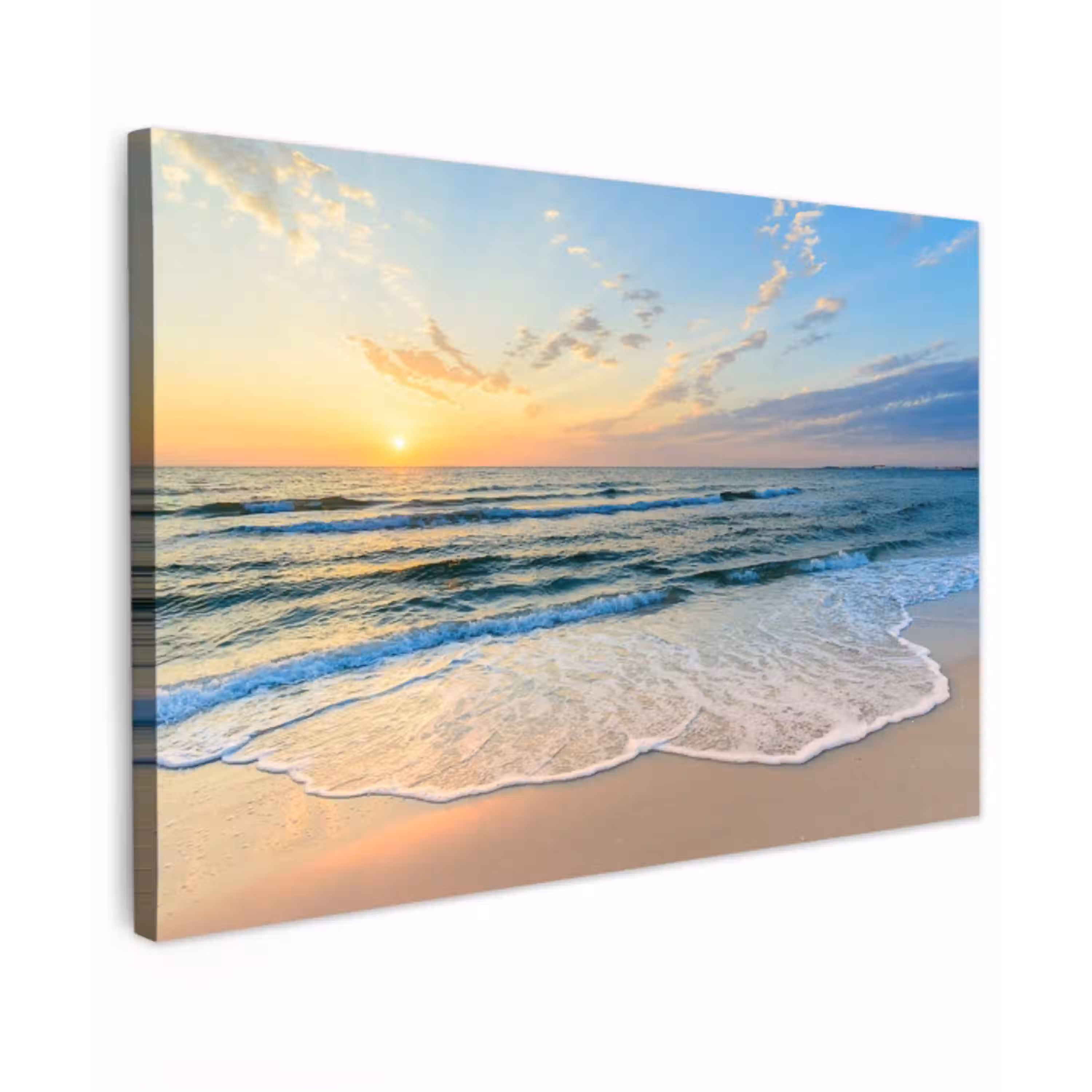 Zonsondergang aan Zee Tuinposter op houten frame 2 cm dik klein -3d