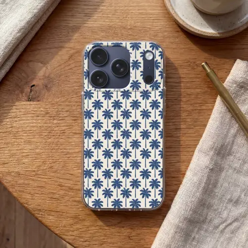 Symmetrisch - Palm - Blauw Telefoonhoesje iPhone 17 Pro klein 878 -sfeer1