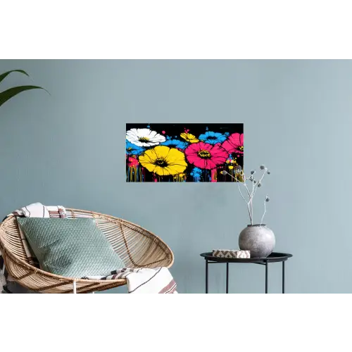 Graffiti - Bloemen - Kleur Muursticker klein -plant