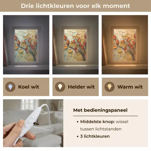 Boom - Abstract - Natuur - Kunst Light Box met kabel (Tafellamp) klein -USP_lichtkleurNL