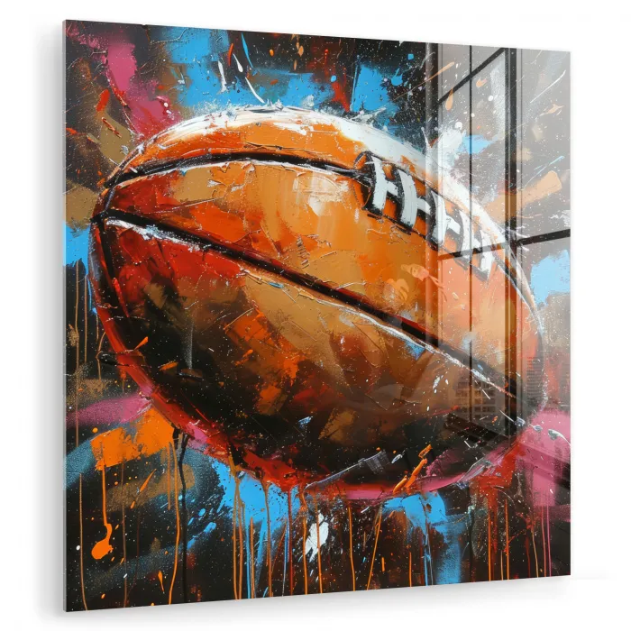 Graffiti - Rugby - Kleurrijk - Rugbybal plexiglas 5mm klein -zzzproduct_nieuw