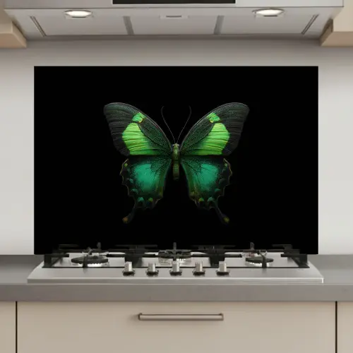Vlinder - Groen - Opvallend keuken achterwand spatscherm klein -3d_website
