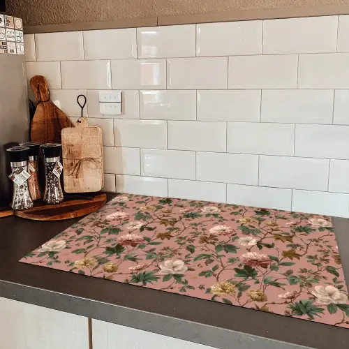 Bloemen - Klassiek - Roze Inductie beschermer vinyl 3mm klein 276 -sfeer3