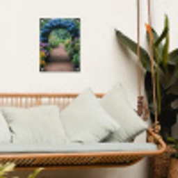Doorkijk - Bloemen - Hortensia - Pad tuinposter los doek klein -sfeer7