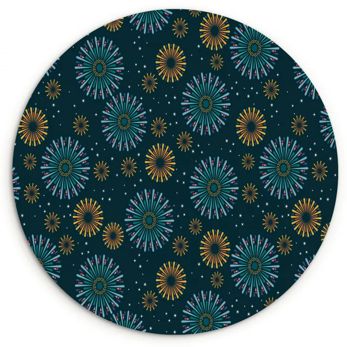 Blauw - Patroon - Retro Wandcirkel kunststof plaat 5mm dik klein 188 -3d