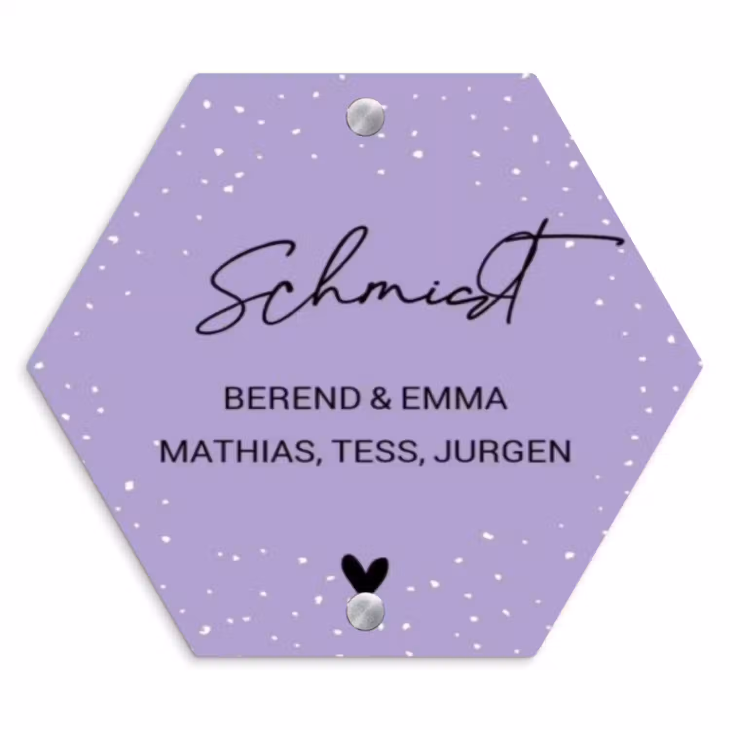 Namensschild Haustür Hexagon - Lila mit Tupfen - Elegant