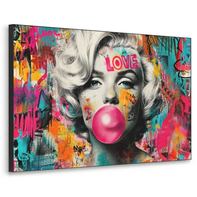 Art frame - Vrouw - Kauwgom - Graffiti - Neonkleuren
