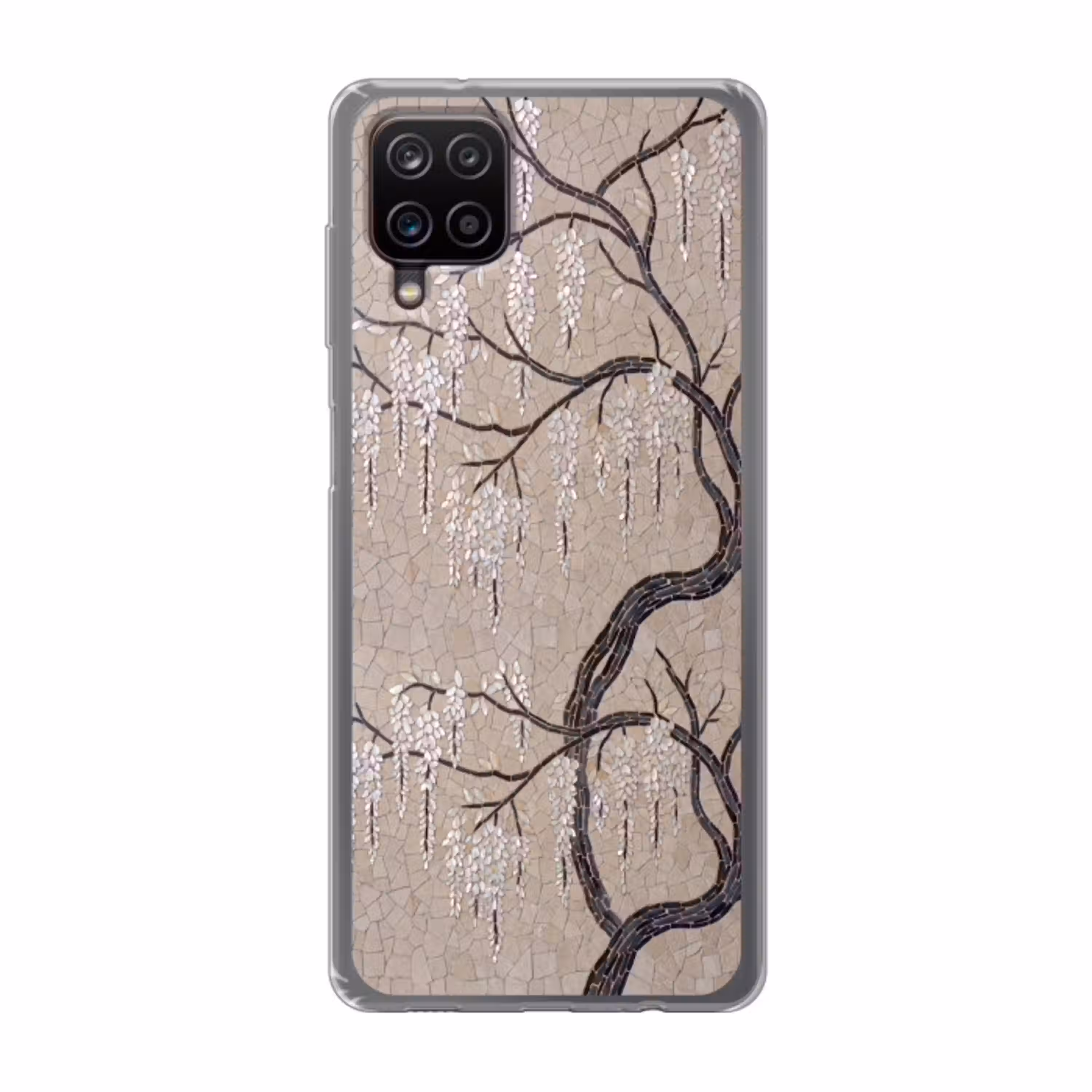 Boom - Bloemen - Mozaïek - Kunst - Wit Telefoonhoesje Samsung Galaxy A12 klein -3d