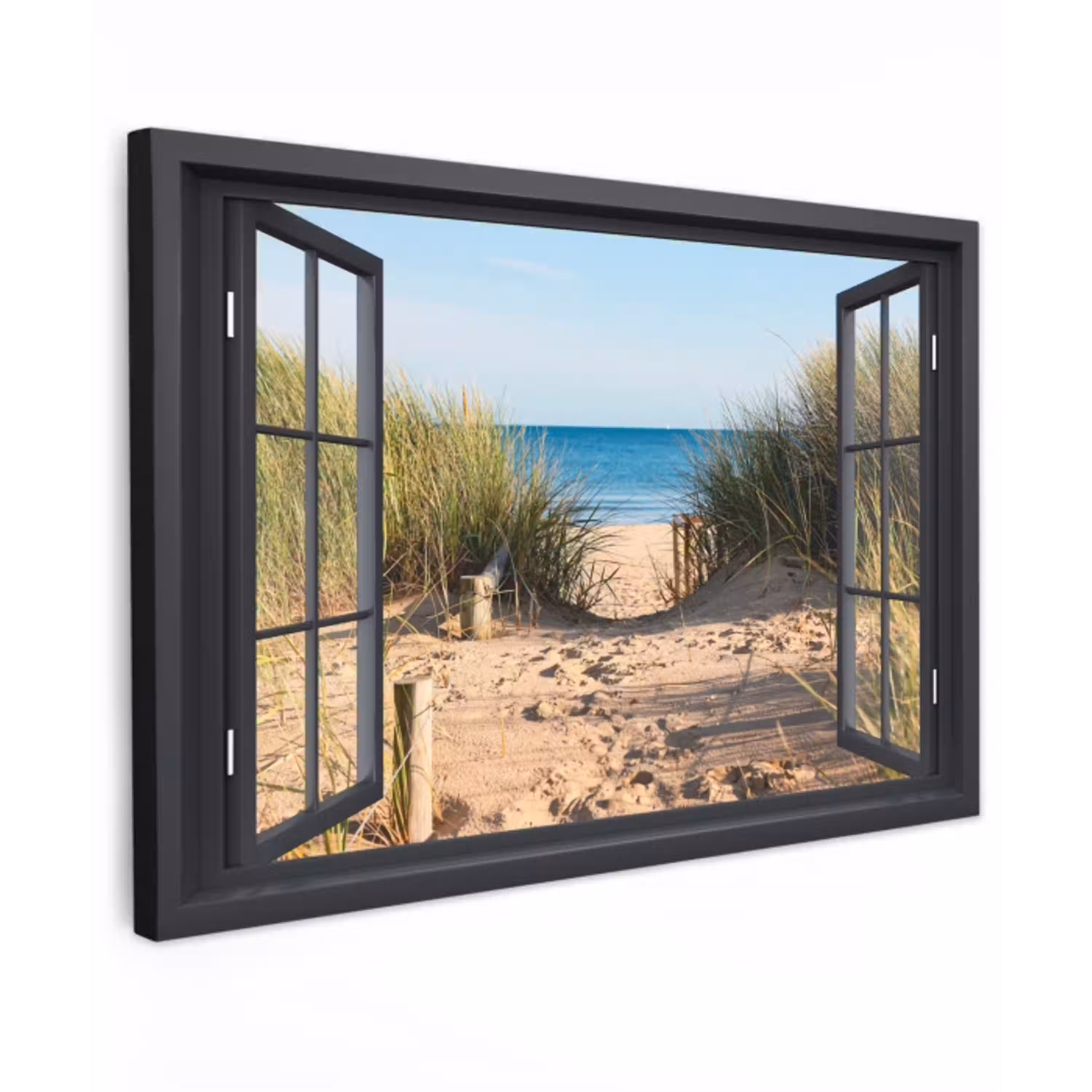 Uitzicht op Strand Tuinposter op houten frame 2 cm dik klein -3d