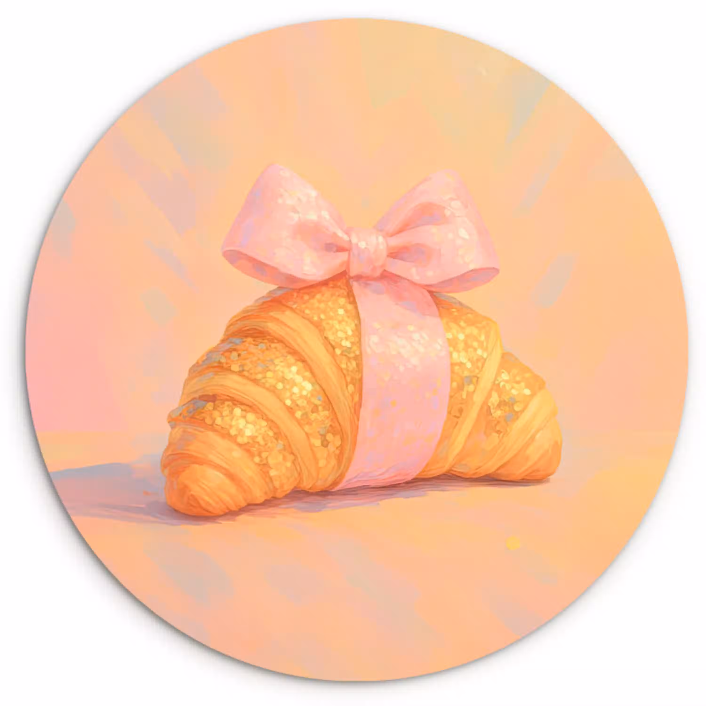 Croissant - Strik - Roze Wandcirkel kunststof plaat 5mm dik klein -3d