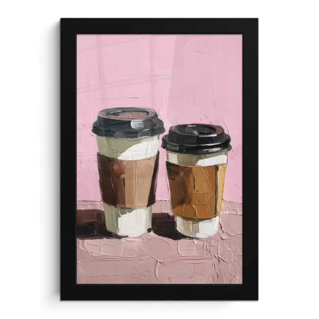 Koffiebekers - Deksel - Verf - Textuur fotolijst zwart zonder passe partout klein -3d