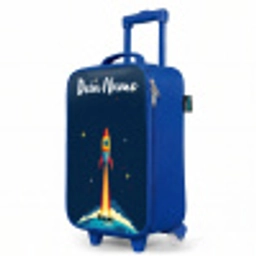 Planeet - Raket - Sterren - Donkerblauw Kinderkoffer - Blauw klein -productfoto_schuin
