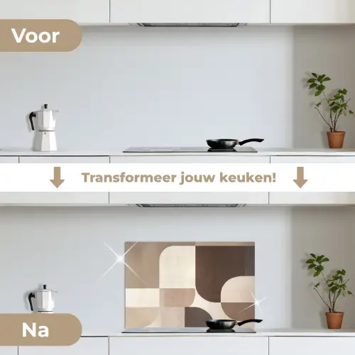 Geometrisch - Geweven structuur - Modern keuken achterwand spatscherm klein -voor_na_NL