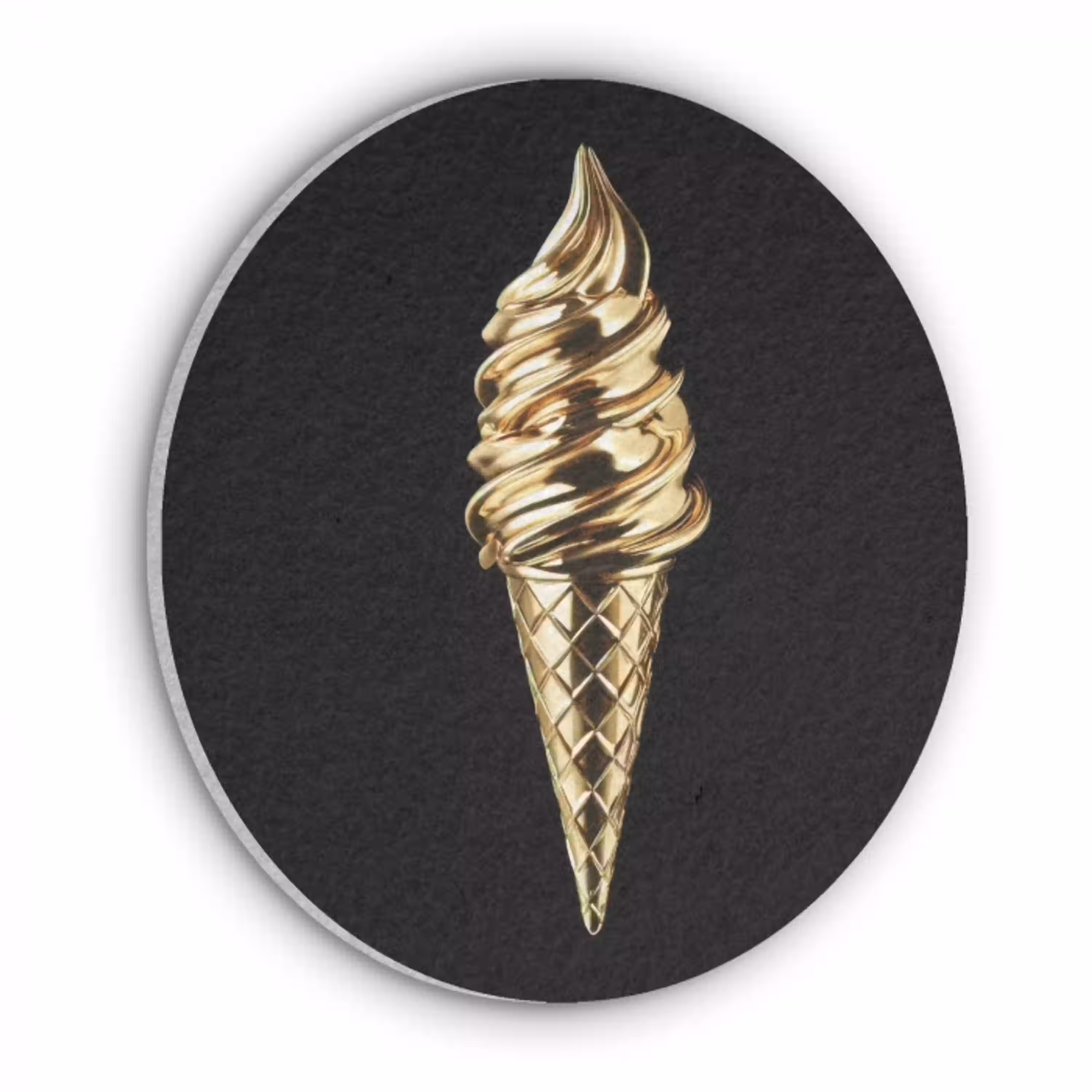 Ijs - Goud - Zwart - Eten Akoestische PET Vilt - Rond klein -3d