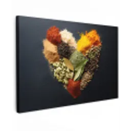 Specerijen - Mix - Hartvorm - Zwart Tuinposter op houten frame 2 cm dik klein -3d