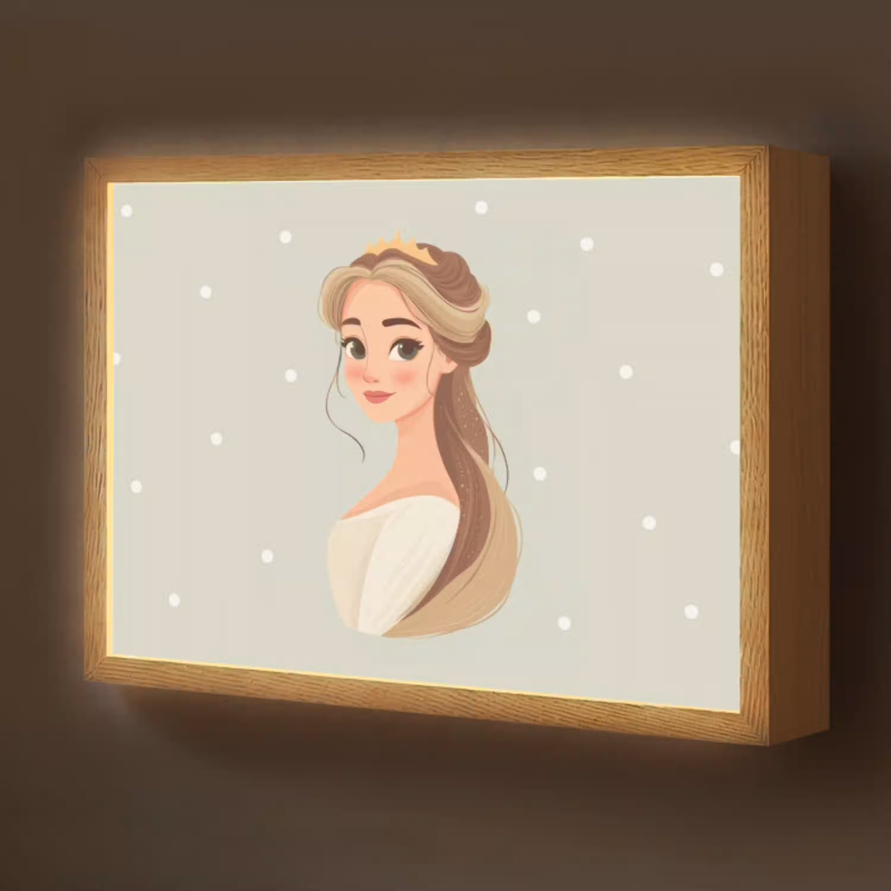 Prinses - Tiara - Groen - Stippen Light Box met batterij (Wandlamp kind) middel -z3d_website
