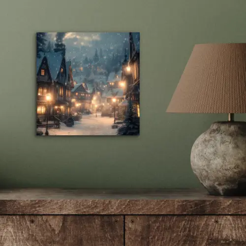 Winterdorp - Sneeuw - Donker aluminium wit klein -sfeer2