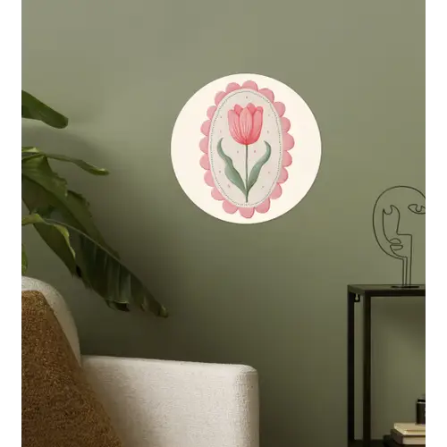 Tulp - Lijst - Ovaal - Illustratie Wandcirkel behangsticker klein -sfeer2