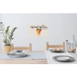 Spaghetti - tomatensaus - Parmezaanse kaas Muursticker klein -eettafel