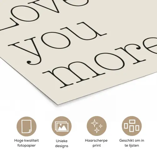 Minimalistisch - Love - Beige poster papier klein -closeup_NL