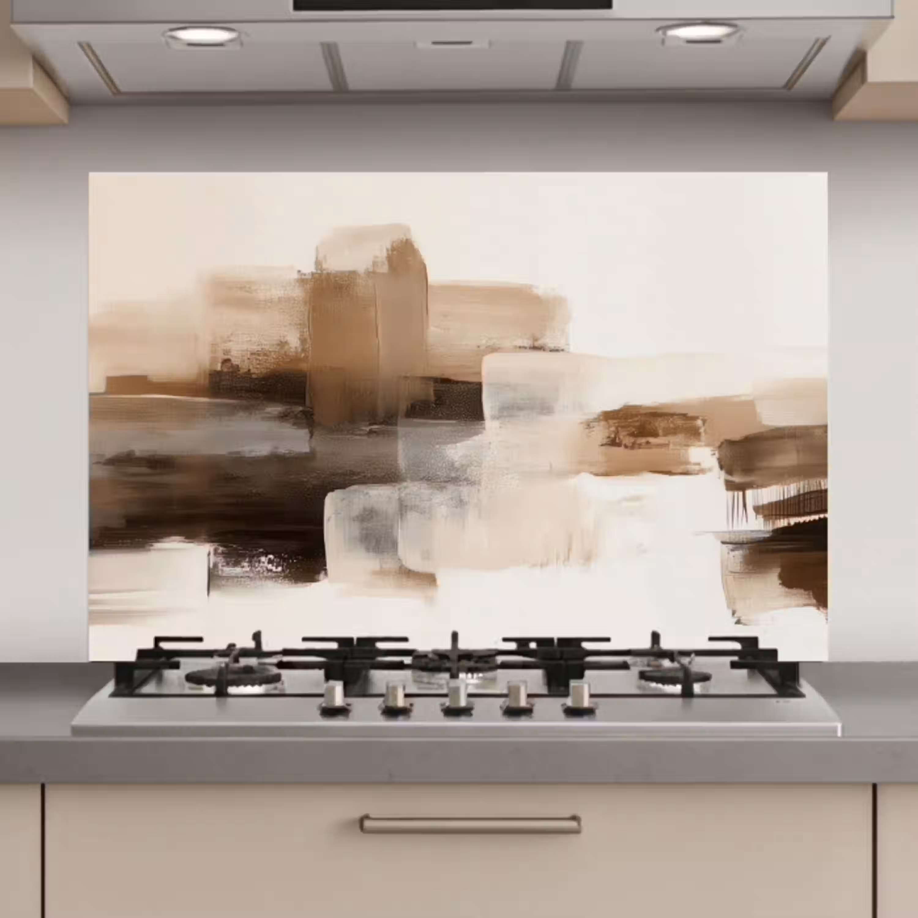 Penseelstreken - Abstract landschap - Rust keuken achterwand spatscherm klein -3d_website