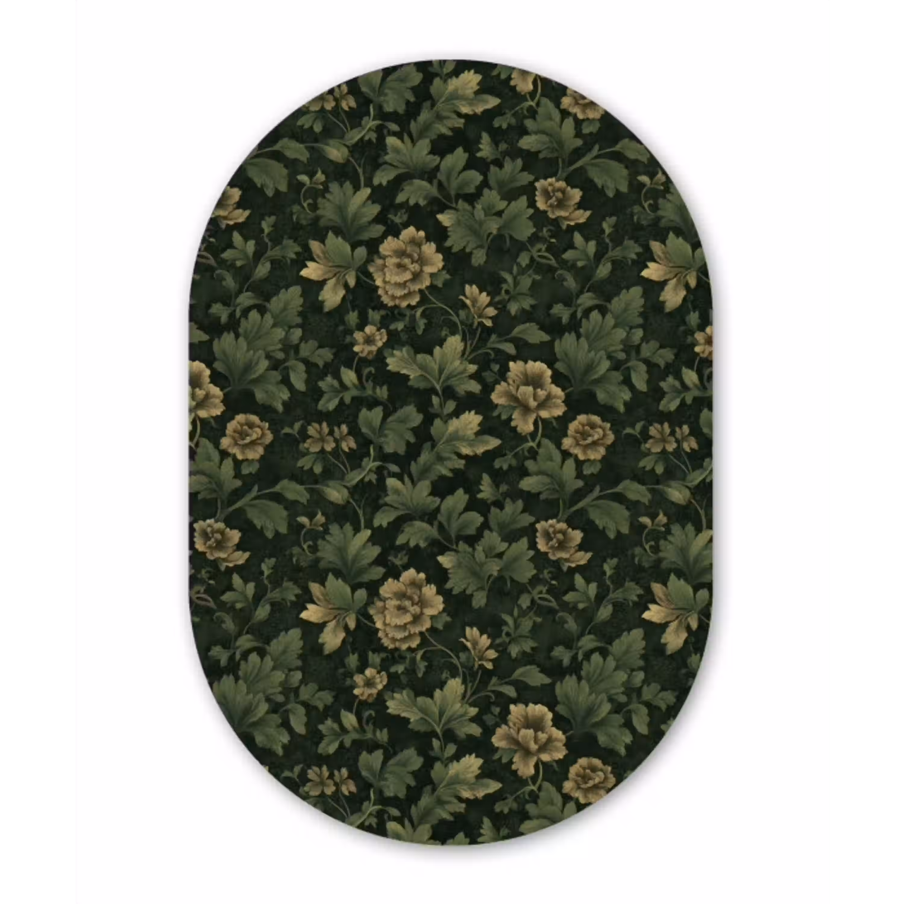 Donker - Groen - Goud - Botanisch Wandcirkel Ovaal Aluminium middel 839 -3d