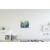 Bloemetjes - Blauw - Vergeet mij nietjes textielposter latten blank klein -kinderkamer