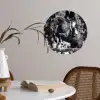 Springen - Paard - Zwart - Wit Wandcirkel behangsticker klein -sfeer3