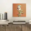 Kerkuil - Koksmuts - Oranje - Vogel aluminium wit klein -sfeer1